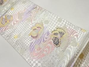 佐賀錦流水に鴛鴦・桜模様織出し袋帯